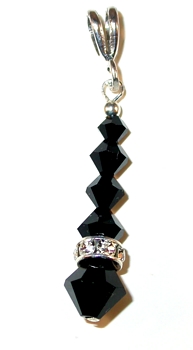 jet black swarovski crystals sterling silver pendant black pendant