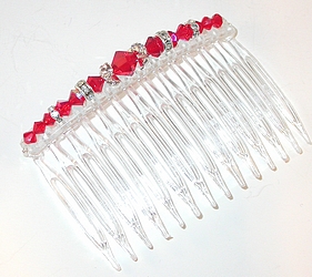 light siam red comb red hair comb bridal prom hair accessory hair accessories hair jewelry swarovski crystal hair comb