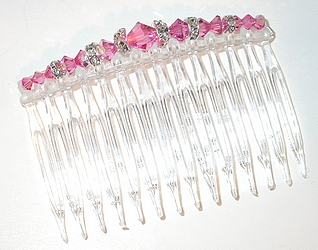 rose pink comb pink hair comb bridal prom hair accessory hair accessories hair jewelry swarovski crystal hair comb