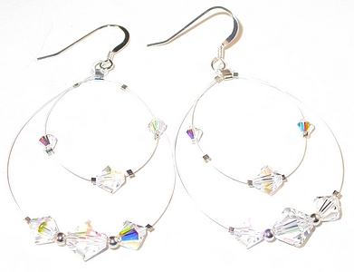 floating floaters clear swarovski crystal bridal bride wedding chandelier jewelry sterling silver earrings