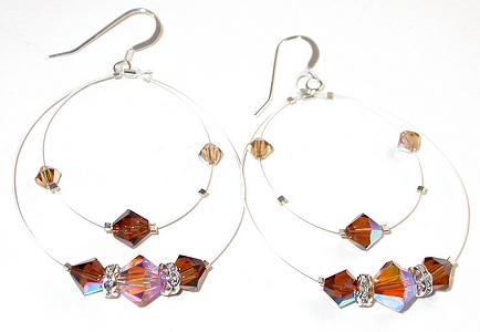 floating floaters smokey smoky topaz light colorado topaz 2-tone brown swarovski crystal chandelier jewelry sterling silver earrings