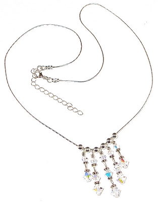 Clear AB graduated fringe swarovski crystal wedding jewelry sterling silver necklace