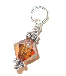 dangling swarovski crystal  copper crystal sterling silver charm, charm for charm bracelet or necklace