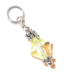 dangling swarovski crystal  jonquil yellow crystal sterling silver charm, charm for charm bracelet or necklace