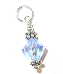 dangling swarovski crystal  Light Sapphire Blue crystal sterling silver charm, charm for charm bracelet or necklace