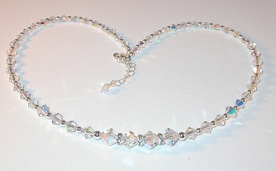 Clear AB  swarovski crystal necklace strand wedding bridal bride jewelry sterling silver necklace