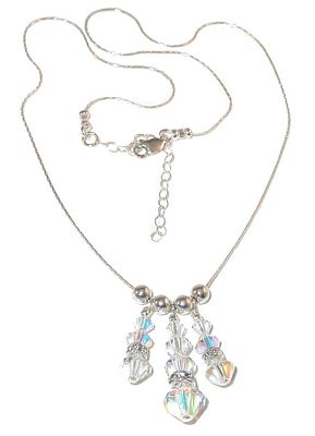 Clear AB graduated fringe swarovski crystal wedding jewelry sterling silver necklace