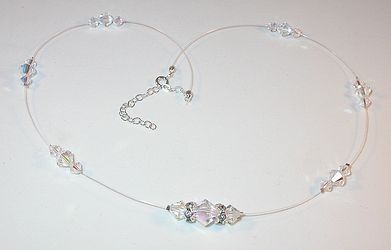 illusion floating crystals clear AB crystal necklace  clear ab necklace clear necklace clear crystal necklace illusion neckace choker swarovski crystal wedding bridal bride jewelry sterling silver necklace