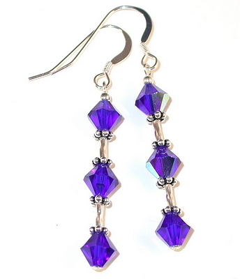 cobalt royal blue swarovski crystal earrings sterling silver austrian crystals, prom wedding jewelry