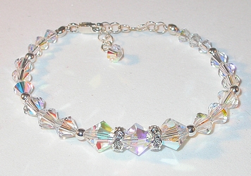 clear ab iridescent bracelet child's bracelet clear ab bracelet clear ab crystal bracelet clear ab swarovski crystals sterling silver child's bracelet