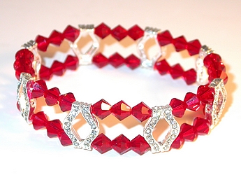 siam red bracelet siam red crystal bracelet siam red swarovski crystals sterling silver stretch-on bracelet