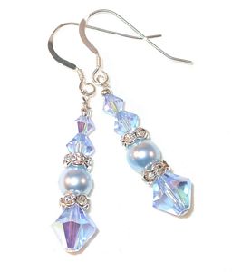 light blue earrings light sapphire blue earrings sterling silver swarovski austrian crystals, swarovski crystals & pearls prom wedding jewelry