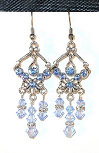 light sapphire blue earrings silver light blue chandelier swarovski crystals, prom jewelry pageant jewelry wedding jewelry