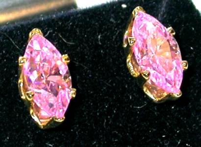 Marquise Pink Ice CZ Cubic Zirconia STUD EARRINGS  