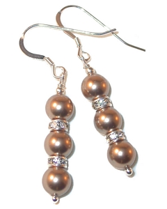 bronze pearl earrings bridesmaid jewelry bridesmaid earrings cream ivory pearls bridal wedding jewelry sterling silver swarovski pearls