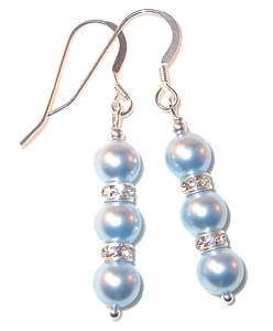 Light Blue pearl earrings bridesmaid jewelry bridesmaid earrings cream ivory pearls bridal wedding jewelry sterling silver swarovski pearls