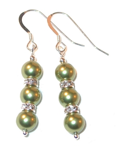 Light Green pearl earrings bridesmaid jewelry bridesmaid earrings cream ivory pearls bridal wedding jewelry sterling silver swarovski pearls