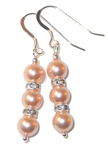 Light Peach pearl earrings bridesmaid jewelry bridesmaid earrings cream ivory pearls bridal wedding jewelry sterling silver swarovski pearls