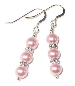 rosaline pearl earrings rosaline pink pearl earrings bridesmaid jewelry bridesmaid earrings cream ivory pearls bridal wedding jewelry sterling silver rosaline swarovski pearls