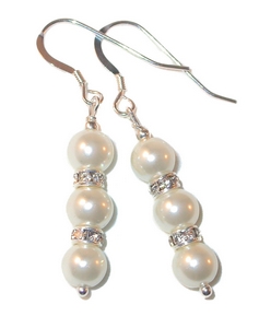 White pearl earrings bridesmaid jewelry bridesmaid earrings cream ivory pearls bridal wedding jewelry sterling silver swarovski pearls