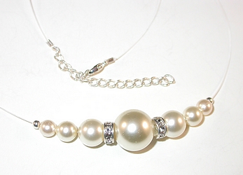 illusion necklace bridesmaid necklace bridal jewelry bride's necklace pearl jewelry ivory pearls creamrose pearls creamy ivory swarovski pearls wedding bridesmaid jewelry sterling silver necklace