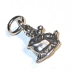 mini charm, christmas, sterling silver charm, santa's sleigh head charm for charm bracelet or necklace