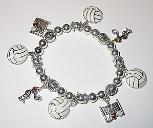 volleyball charms,stretch-on charm bracelet, sports