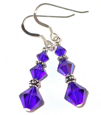 cobalt blue royal blue swarovski crystals earrings bali sterling silver austrian crystals, prom wedding jewelry